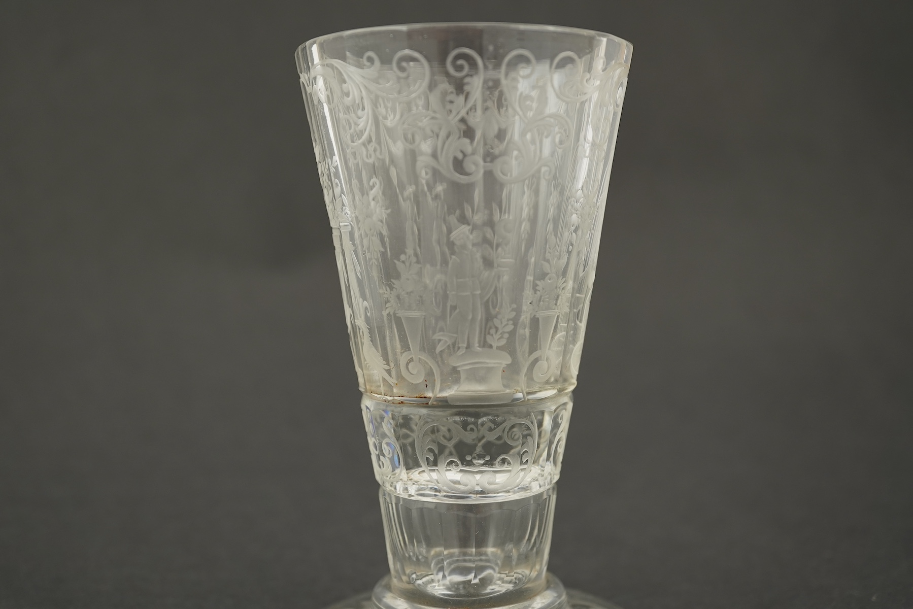 A set of six Lobmeyr engraved beakers, c.1880